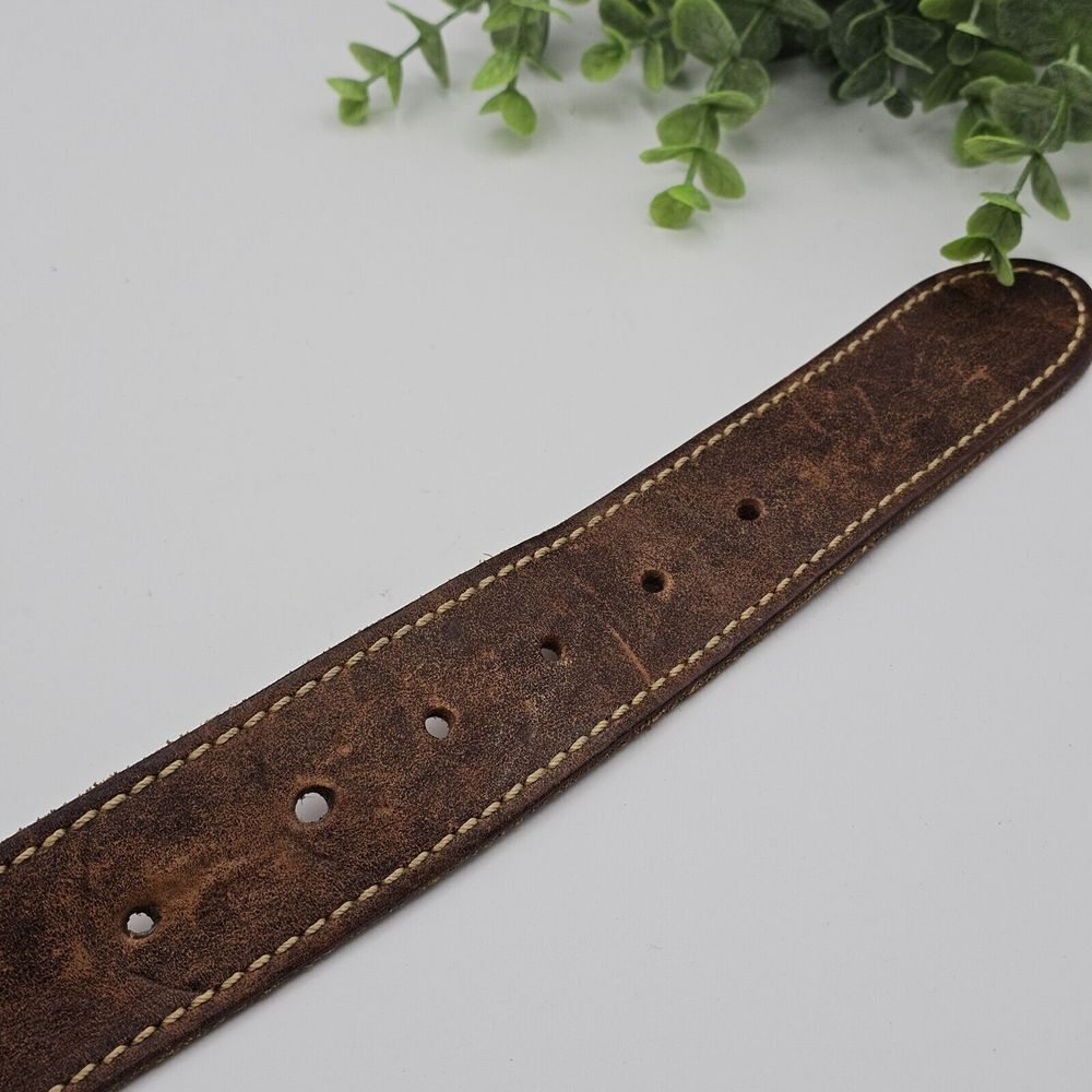 Vintage Brown‎ Leather Belt Men's Majestic Eagle with Flag Buckle Inlay Men's - Picture 7 of 7